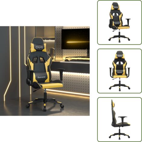 Comfort - vidaXL Sedia da Gaming Massaggiante Nero e Oro in Similpelle - Design ergonomico