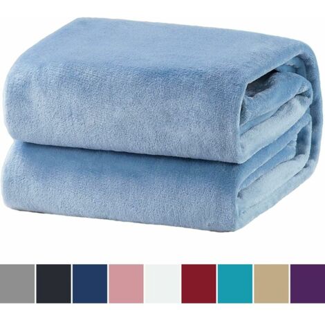 Comfortable blanket Fluffy blanket, extra soft and warm blanket in the living room, 150x200cm flannel fleece blanket, wrinkle-resistant / anti-fade as sofa blanket or bedspread - sky blue