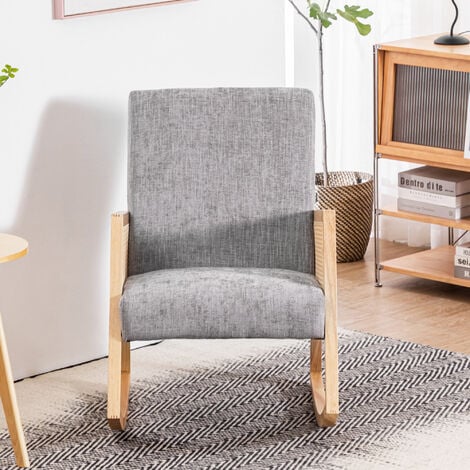 ABRIHOME Comfortable Relax Rocking Chair Lounge Chair Recliner Upholstered Relaxing Recliner Armchair with Soft Cushion Leisure Rocker Lounge Chair for Living Room Bedroom Nursery