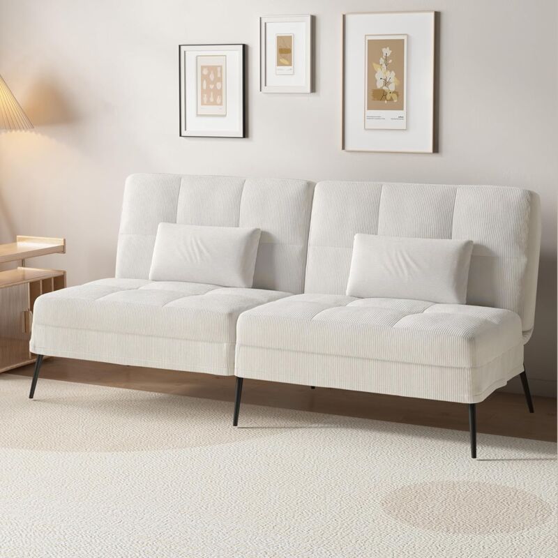Comhoma - canapé Convertible en Peluche, canape 3 Places, Style Moderne, pour Salon, Appartement, Petit Espace,Pieds en métal 174 40 74cm, Velours