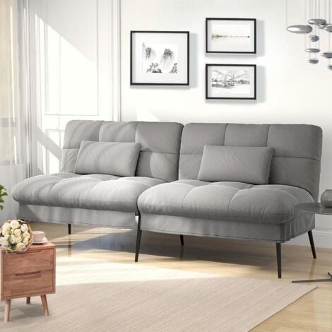 COMHOMA canapé Convertible en Peluche, canape 3 Places, Style Moderne, pour Salon, Appartement, Petit Espace,Pieds en métal 174  40  74cm, gris