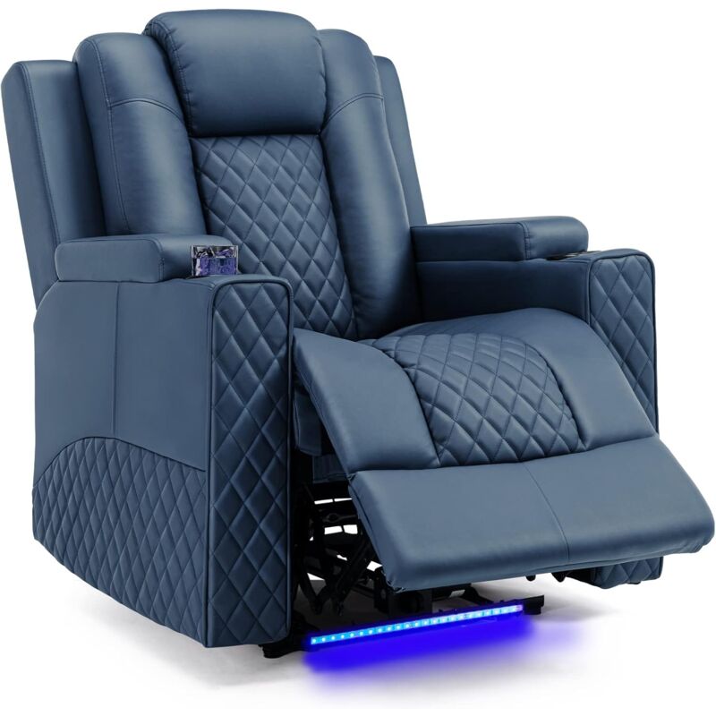 Fauteuil Eclairage led Sofa Châssis Home Theater Shake Rotating Recliner Sofa With 2 porte-gobelets Bleu