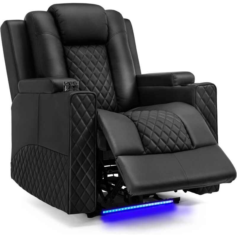 Fauteuil Eclairage led Sofa Châssis Home Theater Shake Rotating Recliner Sofa With 2 porte-gobelets Noir