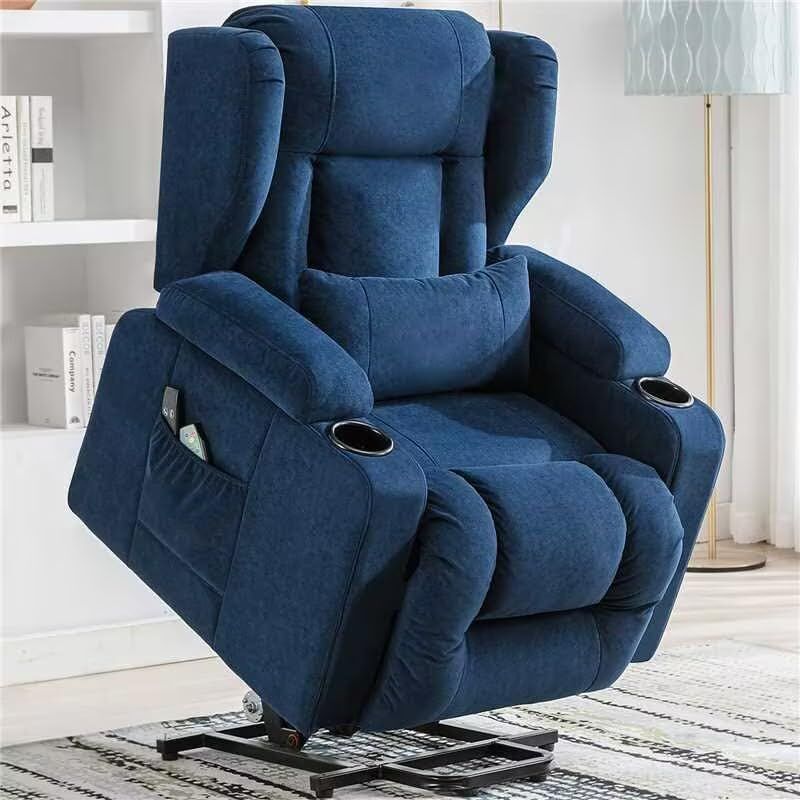 Comhoma - Fauteuil en tissu rembourré à inclinaison réglable avec repose-pieds rétractable Bleu