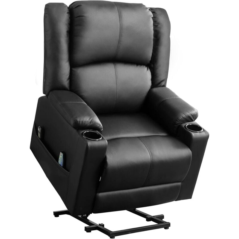 Fauteuil releveur, fauteuil de relaxation Fauteuil tv avec fonction de couchage Fauteuil pour personnes âgées,Noir