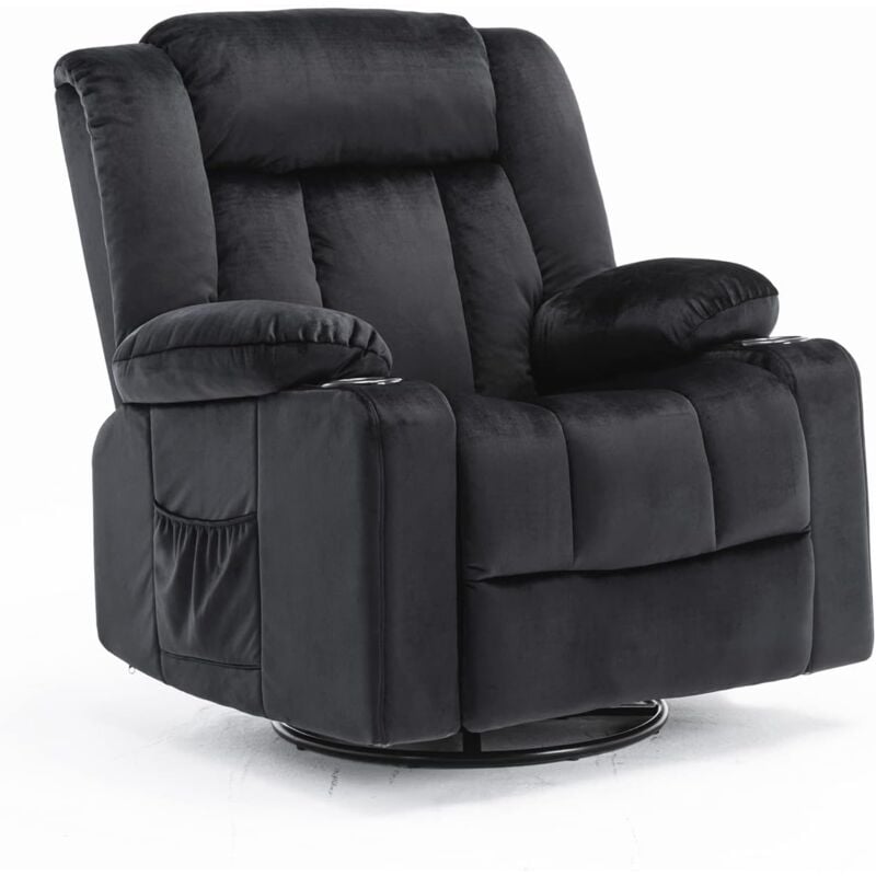 Fauteuil Relax Salon Dossier et repose-pieds réglables manuellement 3 positions d'inclinaison,Noir