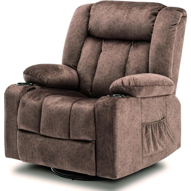 Fauteuil Relax Salon Dossier et repose-pieds réglables manuellement 3 positions d'inclinaison,Marron