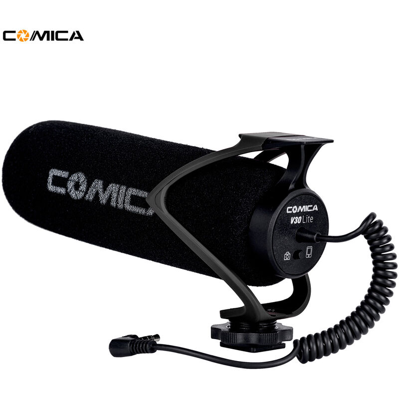 

CVM-V30 LITE Microfono con patron polar supercardioide Diseno de zapata fria MIC Condensador para camara de telefono inteligente Negro, Negro - Comica