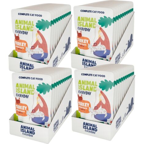 Comida h煤meda para gatos ANIMAL ISLAND Filete de pavo para gatos 4x12x85g