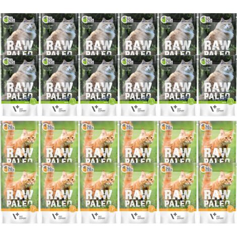 Comida h煤meda para gatos VetExpert Raw Paleo gato adulto MEZCLA DE SABORES 24x100g