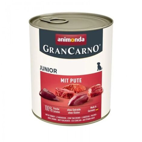 Comida h煤meda para perros ANIMONDA Grancarno Junior con pavo, lata 12x800g