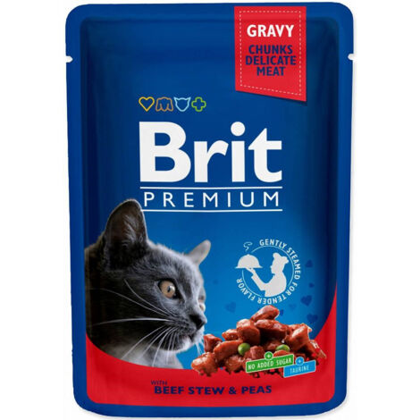Comida húmeda para gatos Brit Cat Pouches de ternera con guisantes (100 g)