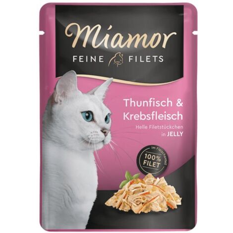 Comida húmeda para gatos MIAMOR Feine Filets atún con cangrejo sobre 24x100g