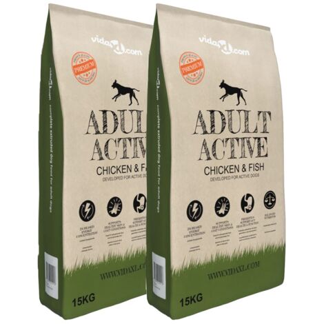 Comida seca para perro Adult Active Chicken & Fish 2 uds 30 kg vidaXL