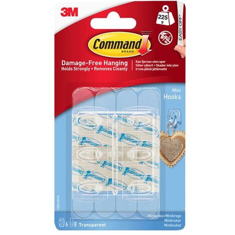 Command 17006CLR Clear Mini Hooks (Pack 6) COM17006CLR