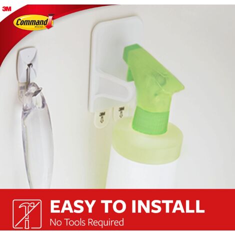 Command 17009 Pinze e grucce: gancio per bottiglie spray (bianco), accessorio semplice per armadietto, organizer per appendere bottiglie spray