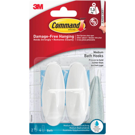 Command 17081B Medium Bathroom Hooks - Pack of 2 for Durable and Easy Wall Mounting