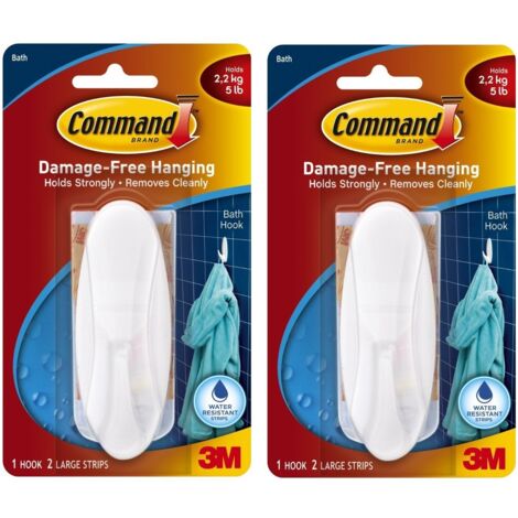 Command 17083B - Gancio per filo con strisce resistenti all'acqua, grande, colore bianco