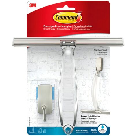 Command, BATH32-SS-ES, lavavetri per doccia, con strisce impermeabili, nichel satinato/trasparente