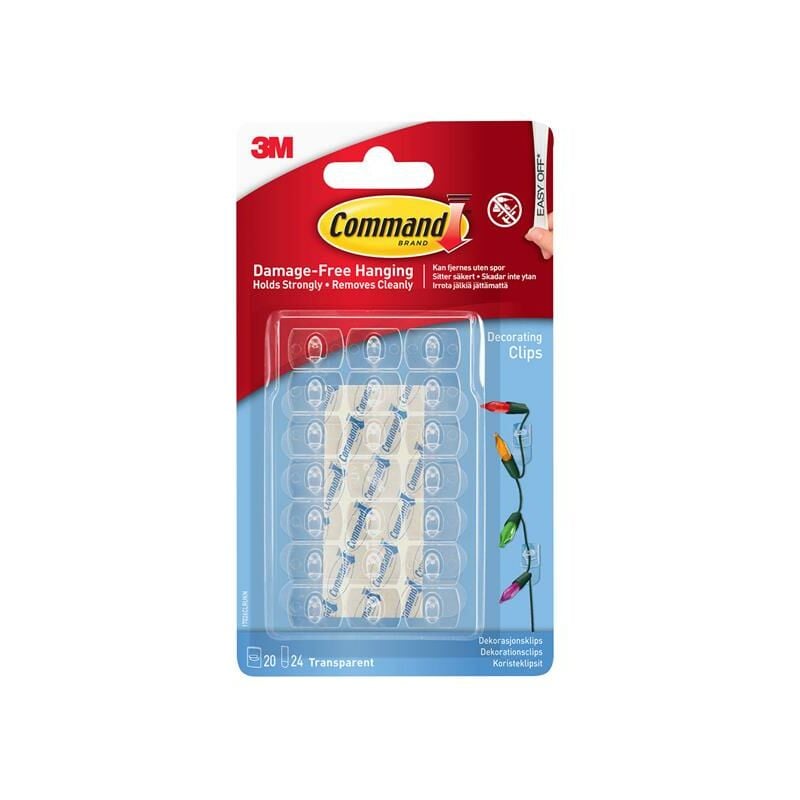 Command ™ - Clear Decorating Clips with Clear Strips (Pack 20) COM17026CLR