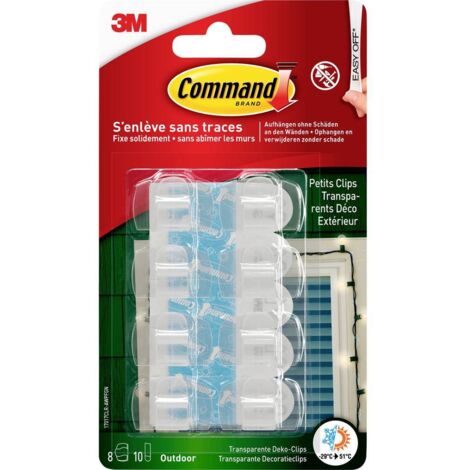COMMAND - Crochet adhésif clip guirlande blister de 8