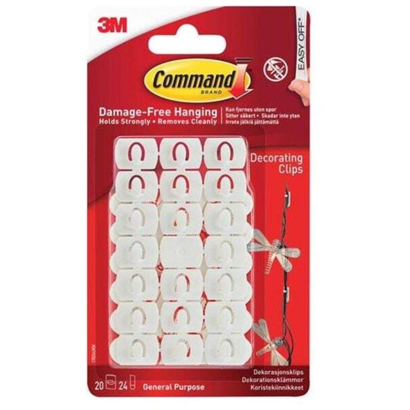 Command 17026 White Decorating Clips (Pack 20) COM17026