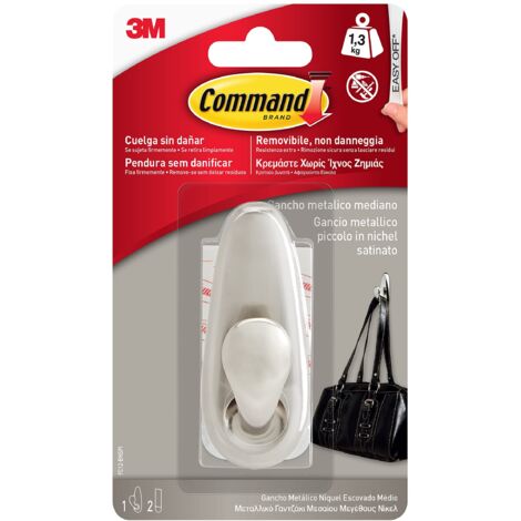 Command FC12-BN Gancio Adesivo Medio, Metallico Classico, Argento
