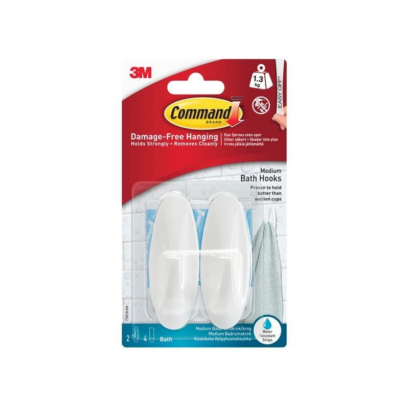 3M - 17081 Command Adhesive Hook White Medium (PK-2)