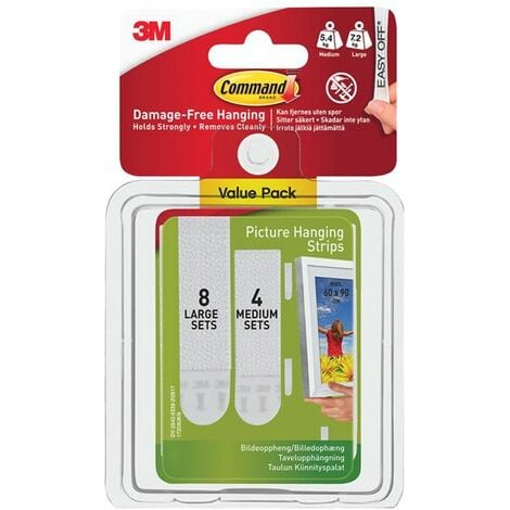 Command™ Picture Hanging Strips Set, Medium & Large (Pack 12) COM17209