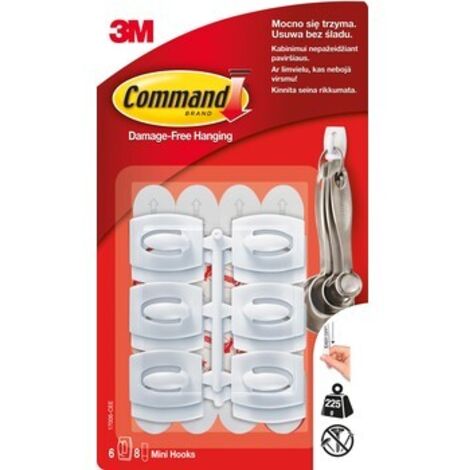 Command selbstklebende Mehrfachhaken, 6 Stück
