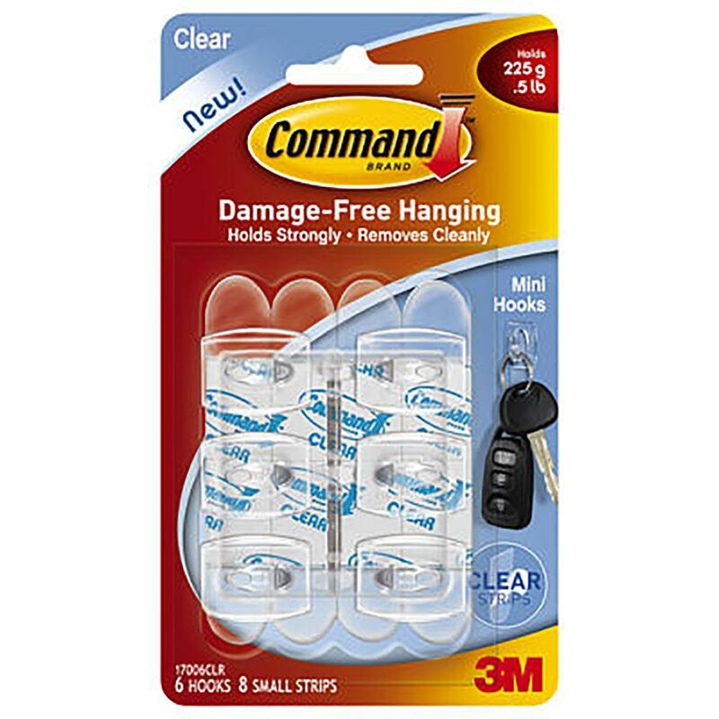 Command - Pendentifs muraux adhésifs domestiques réutilisables Mini plastique transparent 6 Pcs 7100127363