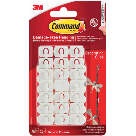Command White Decorating Clips Pack of 20 – Easy-to-Use Wall Mounting Clips for Decorative and Light Items