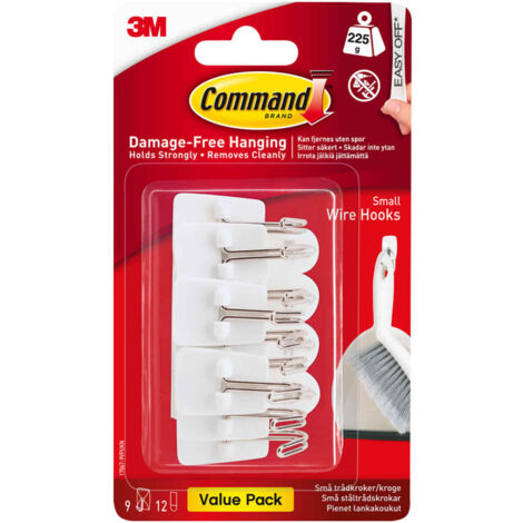 Command™ White Wire Hooks Value Pack (Pack of 9) – Easy-Install, Damage-Free Hanging Solution