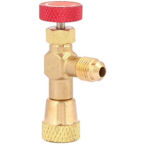 Commande de Soupape 1/4 '' - 5/16 '' Soupape de Sécurité Liquide Adaptateur Soupape de Commande de Débit en Laiton pour Tuyau de Charge de Réfrigérant R410A