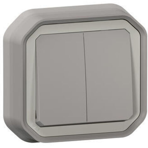 Commande double interrupteur ou poussoir Plexo complet encastré gris LEGRAND 069815L