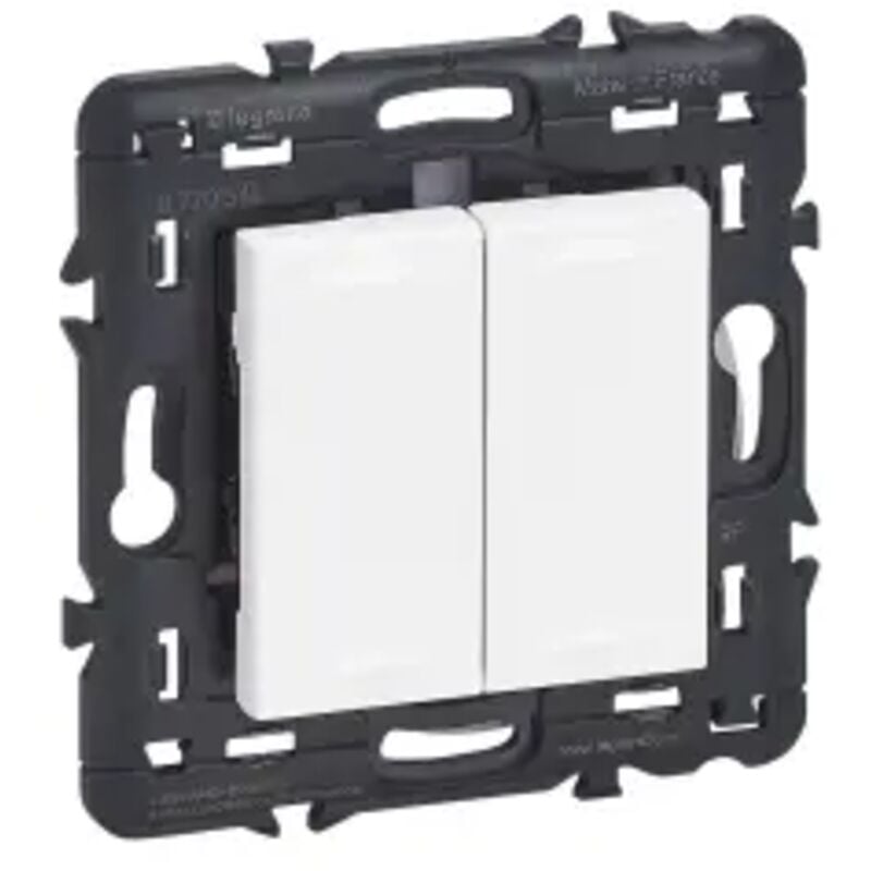 Commande double sans fils sans pile self-e pour eclairage et prises mosaic with netatmo blanc