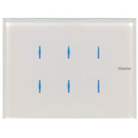 Commande en Verre Blanc à LED 6 Touches Bticino Axolute HD4657M3