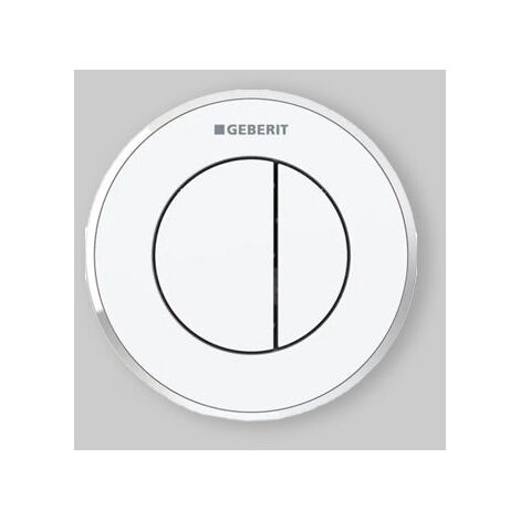 Commande pneumatique bicolore à double bouton, version intégrée, blanc/chrome/blanc