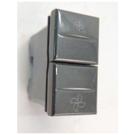 Commande VMC anthracite double poussoir 2 vitesses avec position arrêt 1 module AXOLUTE BTICINO HS4027VMC