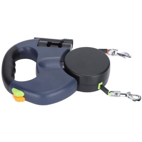 (Comme sur l’image)Laisse rétractable pour chien Double laisse - Nylon réfléchissant - 3m - 360° rotation
