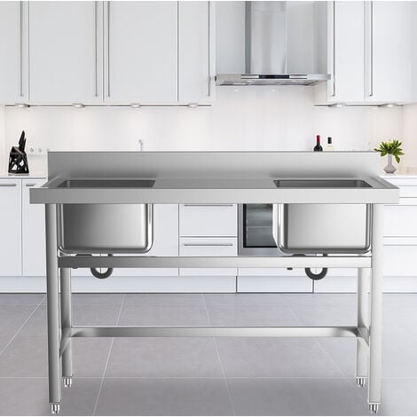 Commercial Kitchen Sink Stainless Steel Catering Ware-washing Bowl Basin Unit