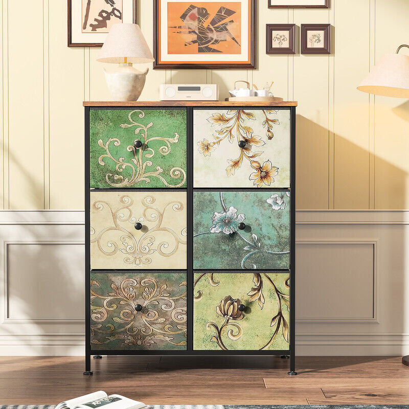 Commode 6 tiroirs, design vintage, rangement multifonctionnel, meuble de chambre, convient pour chambre, salon, bureau - 87x30x68 cm - Multicolour Commode 6 tiroirs, design vintage, rangement multifonctionnel, meuble de chambre, convient pour chambre, salon, bureau - 87x30x68 cm - Multicolour
