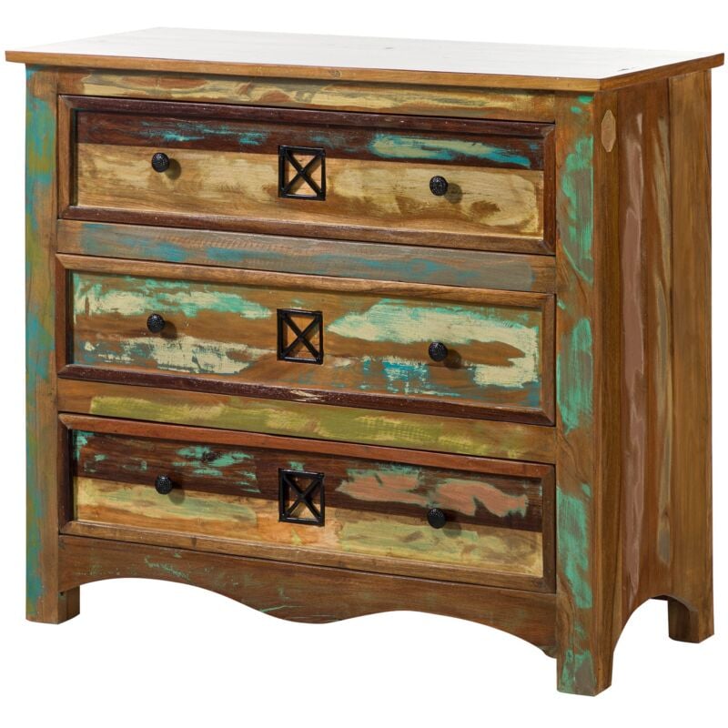 Massivmoebel24 - Commode 100x42 Bois de récupération laqué Multicolore nature of spirit 49