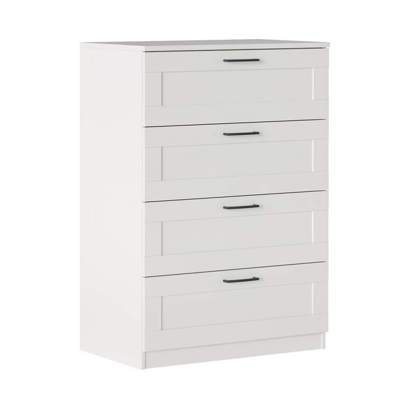 commode 113 cm blanc mat avec 4 tiroirs série helsinki | blanc