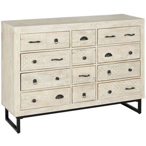 Commode 12 tiroirs Ajay manguier 12 tiroirs - Atmosphera créateur d'intérieur - Beige