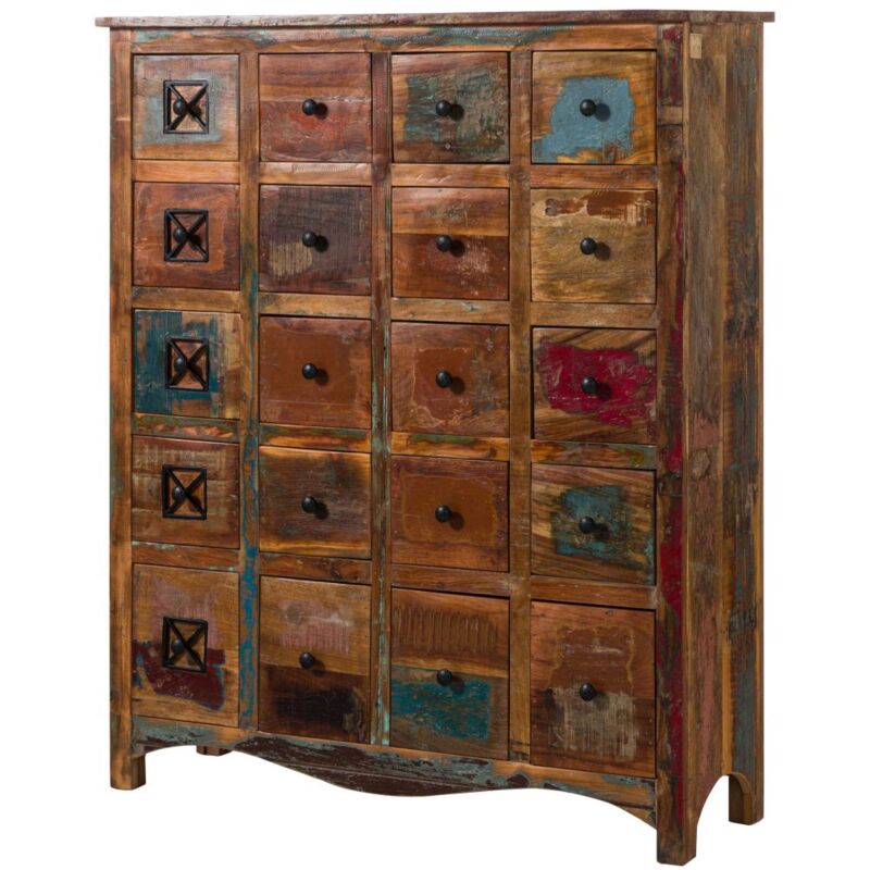Massivmoebel24.de - Commode 125x40 Bois de récupération laqué Multicolore NATURE OF SPIRIT #60 - multicolore