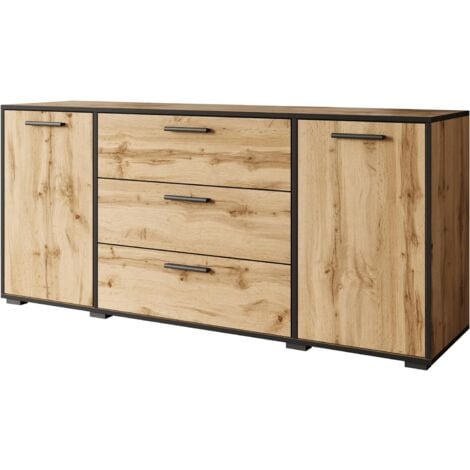 MUEBLES SLAVIC Commode 150 cm BOGOTA, commode, buffet de salon, bahut, couleur wotan/bord noir