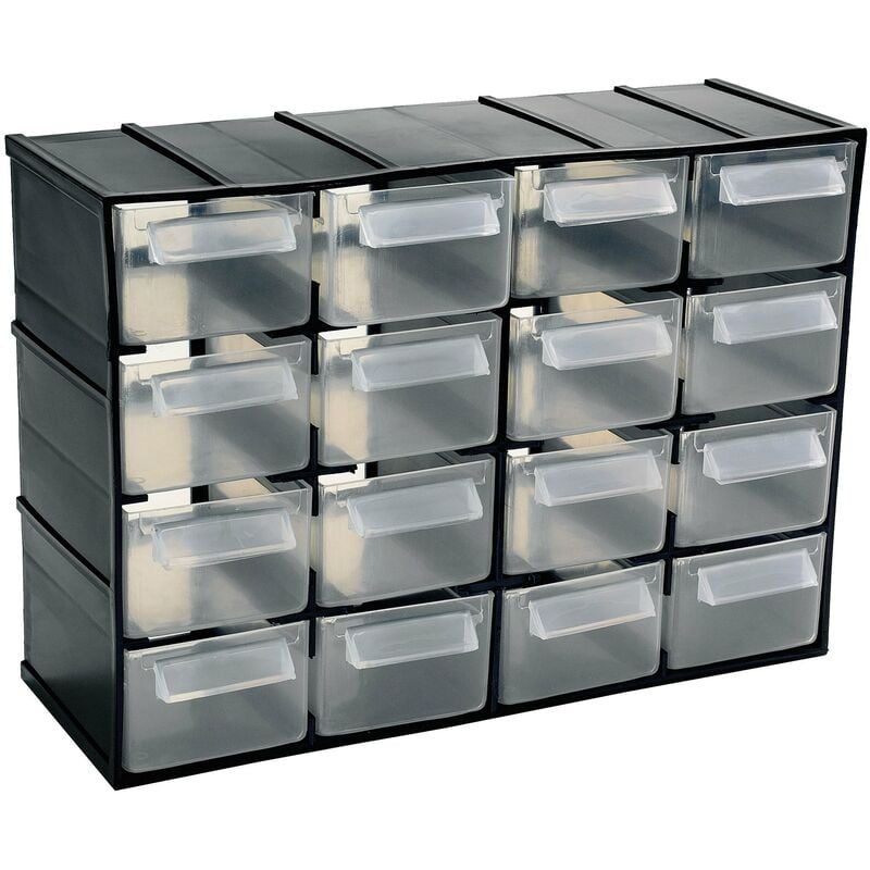 Artplast - Unité de stockage en plastique l 221 x p 85 x h 156 mm avec 16 tiroirs transparents - Noir