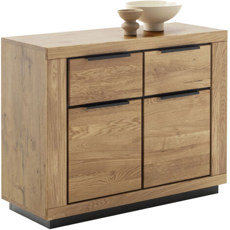 Commode 2 portes 2 tiroirs 102x40x80cm en chêne - LIRI