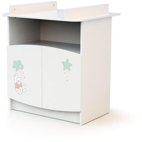 Commode 2 portes avec plan à langer AT4 Disney Up in the Sky Winnie Blanc